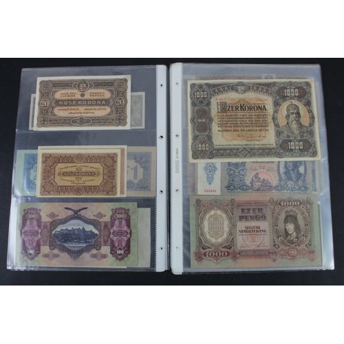 828 - Hungary (39), 20 & 50 Filler, 1 Korona, 2 Korona, 10 Korona, 20 Korona, 1000 Korona dated 1920, 1 an... 