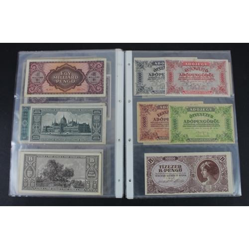 828 - Hungary (39), 20 & 50 Filler, 1 Korona, 2 Korona, 10 Korona, 20 Korona, 1000 Korona dated 1920, 1 an... 