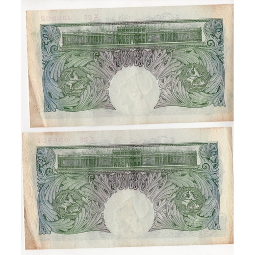 83 - Catterns 1 Pound (B225) issued 1930 (2), a consecutively numbered pair serial X25 039901 - X25 03990... 