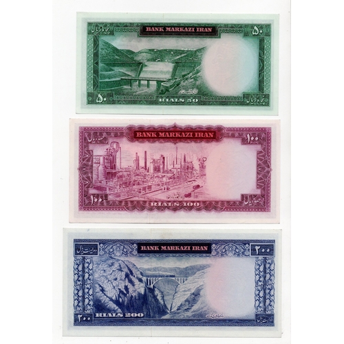 873 - Iran (3), 50 Rials, 100 Rials & 200 Rials issued 1969, dark panel at top centre, signed Farmanfarma ... 