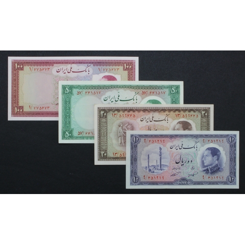 875 - Iran (4), 100 Rials, 50 Rials, 20 Rials and 10 Rials dated SH1333 all issued 1954 (BNB B154a - B157a... 