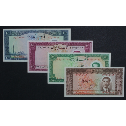 876 - Iran (4), 200 Rials, 100 Rials, 50 Rials and 20 Rials dated SH1330 all issued 1951 (BNB B148a - B153... 