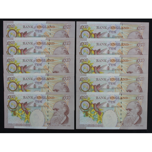 89 - Cleland 10 Pounds (B411) issued 2015 (10), a consecutively numbered run, serial MD09 470141 - MD09 4... 