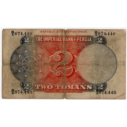 897 - Iran, Imperial Bank of Persia 2 Tomans dated 19th November 1924, payable at Teheran only, signed Wal... 