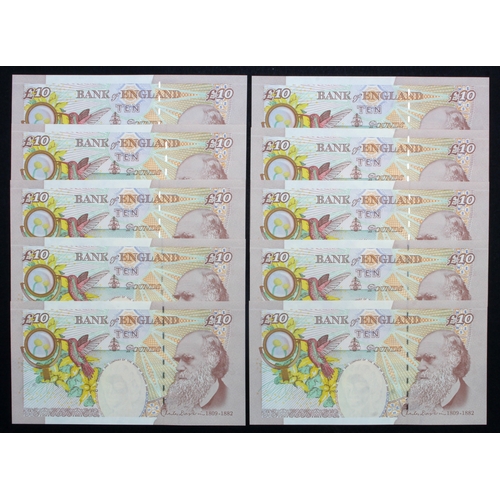 90 - Cleland 10 Pounds (B411) issued 2015 (10), a consecutively numbered run, serial MD09 470151 - MD09 4... 