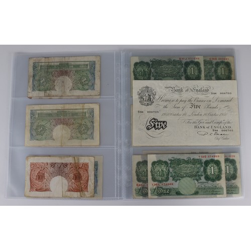 60 - Bank of England (23), a collection in album pages, Peppiatt 10 Shillings (3) and 1 Pound (2) 1940 Wa... 