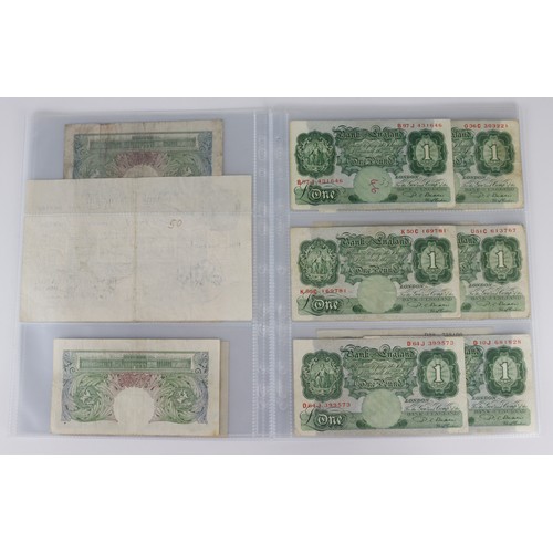 60 - Bank of England (23), a collection in album pages, Peppiatt 10 Shillings (3) and 1 Pound (2) 1940 Wa... 