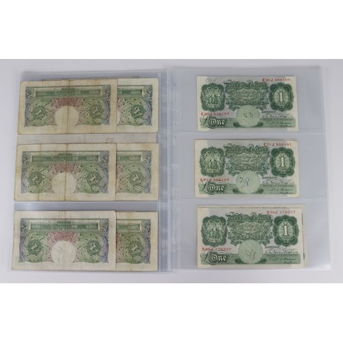 60 - Bank of England (23), a collection in album pages, Peppiatt 10 Shillings (3) and 1 Pound (2) 1940 Wa... 