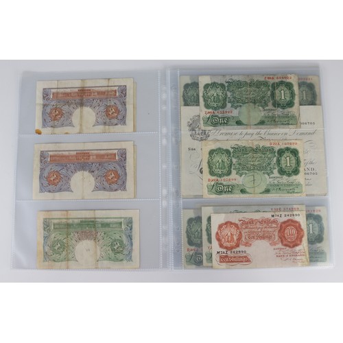 60 - Bank of England (23), a collection in album pages, Peppiatt 10 Shillings (3) and 1 Pound (2) 1940 Wa... 