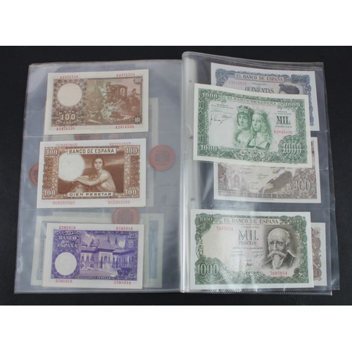 1100 - Spain (25), high grade collection, 50, 100 and 500 Pesetas 1931, 5 and 50 Pesetas 1935, 2 Pesetas 19... 