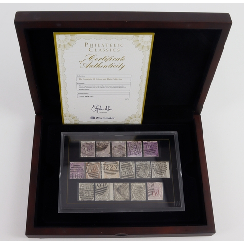 57 - GB - complete 6d QV colour and Plate collection, used, housed in special display case with certifica... 