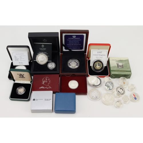 1006 - World / GB silver proof issues in a small box. Some boxed with certificates along with others in har... 