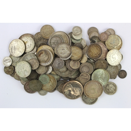 1029 - World Silver coins (approx 930g) Mixed grades, countries etc.