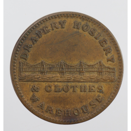 1052 - Advertising Token, 19thC: Brighton, Samuel Francis Drapery Hosiery & Clothes Warehouse. Sussex N300.... 