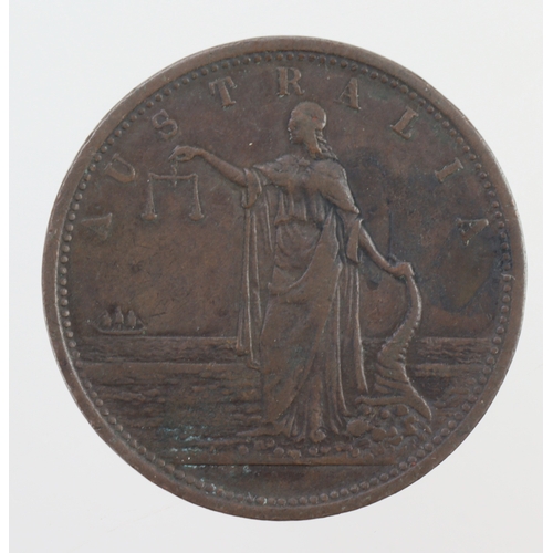 1063 - Australian Token: John Martin, Adelaide Penny 19thC. KM# Tn159. GF, scarce.