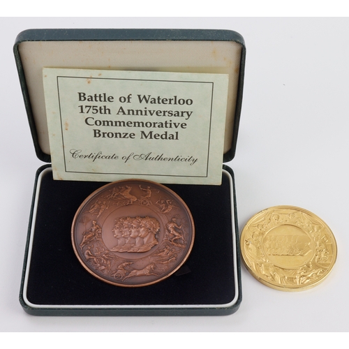 1090 - British Commemorative Medals (2): Royal Mint, 175th Anniversary of the Battle of Waterloo (Pistrucci... 