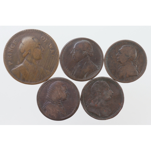 1092 - British Commemorative Medals (5) copper, 18thC, mostly Kirk's counters, fair-fine.