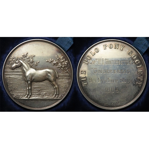 1099 - British Horse Breeding Medal, hallmarked silver d.44mm, 44.53g: The Polo Pony Society (medal) by Map... 