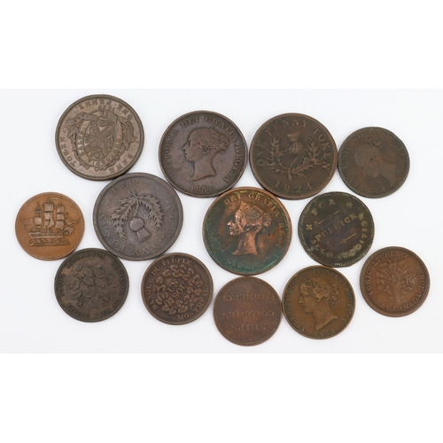 1115 - Canada, tokens (13) 19thC copper & bronze, mixed grade.