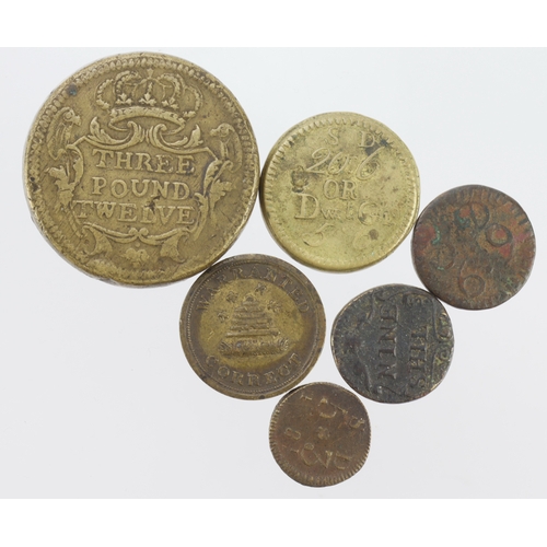 1121 - Coin Weights (6) including Portuguese 