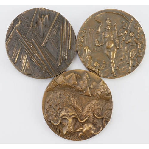 1127 - Denmark, three large bronze art medals by Anders Nyborg, 1973, 1975 and 1976.