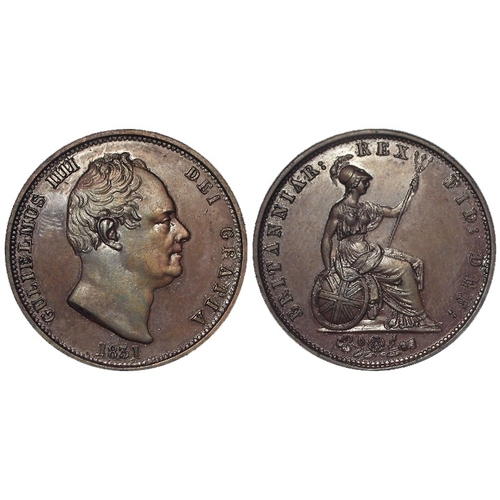 114 - Halfpenny 1831 proof up/up axis, S.3847, lightly laquered GEF.