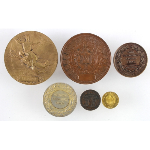 1142 - France, commemorative and exhibition medals (6) 19th-20thC including Expo 1900 large bronze to 'LÉNI... 