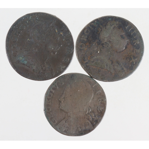 1150 - Georgian contemporary forgery Halfpennies (3) 1748, 1773, and 1774, Fair-GF.