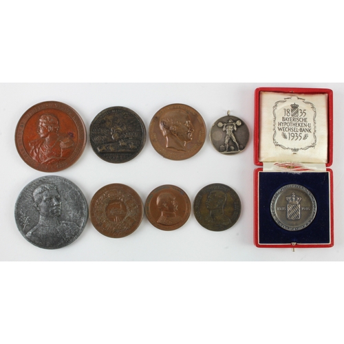 1152 - Germany, commemorative and prize medals (9) 18th-20thC, silver noted.  Includes Visit of the Kaiser ... 