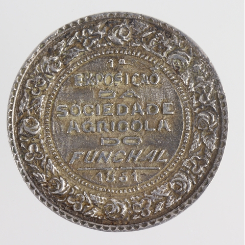 1170 - Portugal, cast white metal d.41mm, 27.10g (unmarked silver?) agricultural award, Expositio da Socied... 