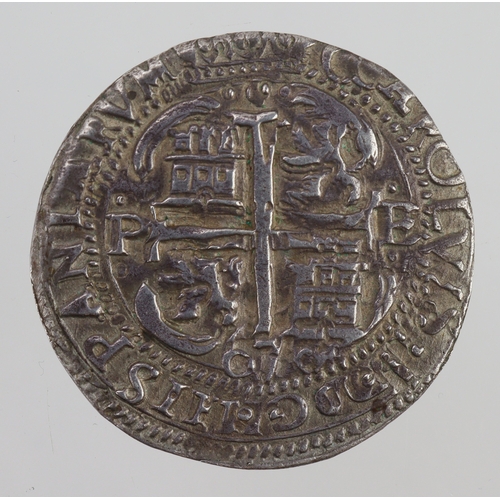 1174 - Reproduction / Forgery of a Spanish Bolivian royal presentation silver 8 Reales 1676, 24.36g, AEF.