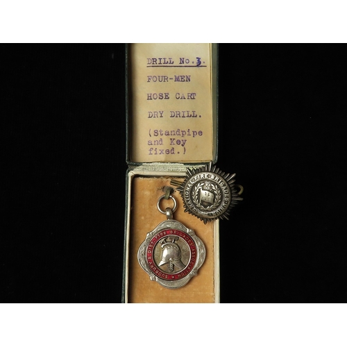 1177 - Suffolk interest: Sudbury & Dist. Fire Brigade Association enamelled, hallmarked silver fob to 'Moto... 