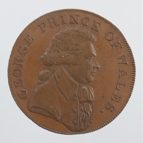 1180 - Token, 18thC: Brighton Camp Halfpenny (Prince of Wales) 1794, Sussex 2, EF, trace lustre.