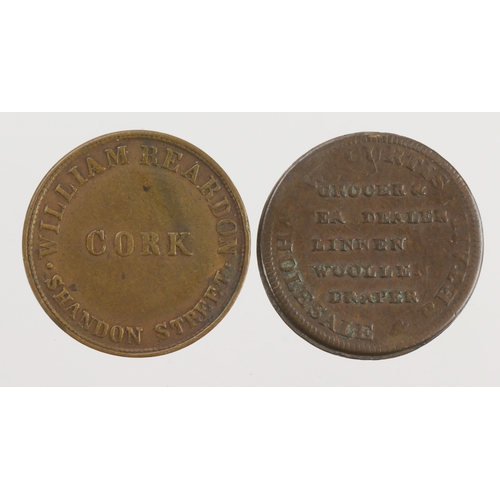 1198 - Unofficial Farthings (2): William Reardon of Cork VF, and W. Curtis of Chatteris 1813 nVF