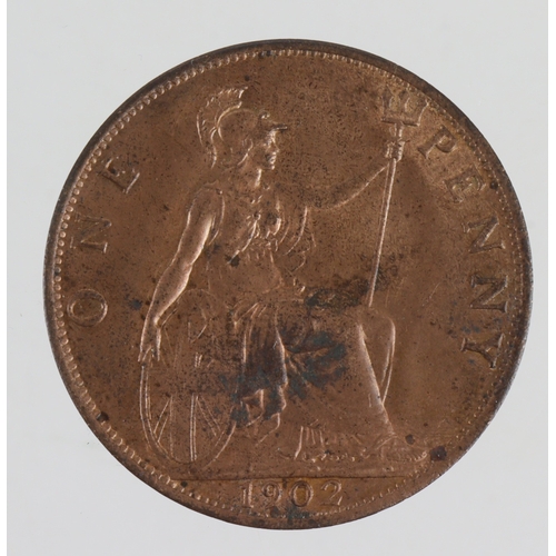 142 - Penny 1902 low tide, S.3990A, GEF with lustre, a few tone spots.