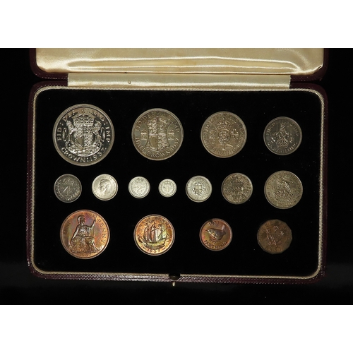 150 - Proof Set 1937 (15 coins*) Crown to Farthing including part Maundy Set - the Maundy 3d is missing an... 