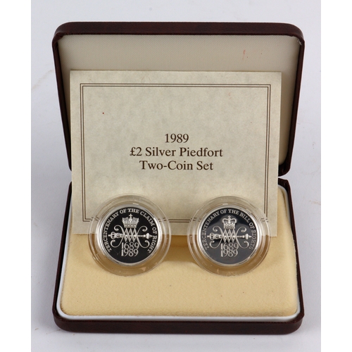 166 - Royal Mint: 1989 £2 Silver (proof) Piedfort Two-Coin Set, FDC cased with cert.