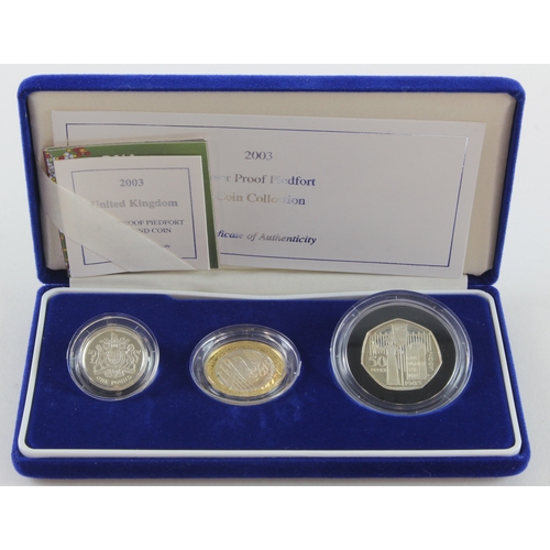 173 - Silver Proof Piedfort collection 2003 (3 coins) aFDC boxed as issued, slight toning