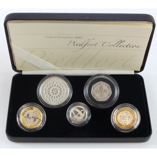 179 - Silver Proof Piedfort collection 2007 (5 coins) aFDC boxed as issued