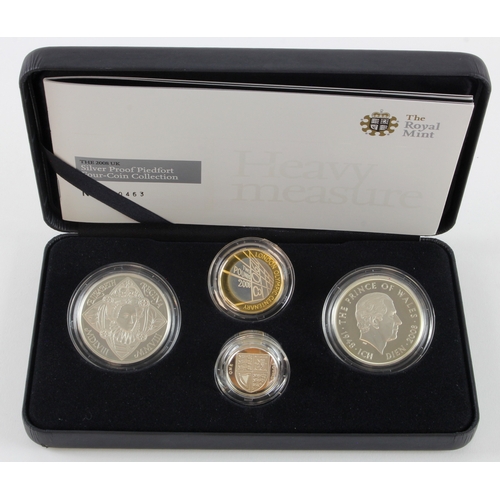 184 - Silver Proof Piedfort Four-Coin Collection 2008, aFDC (light toning) cased with cert and packaging.