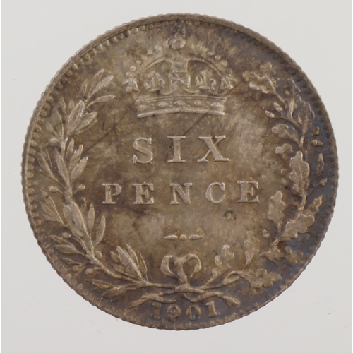 189 - Sixpence 1901 choice iridescent toned UNC