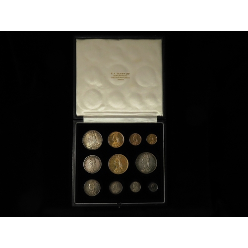 22 - Queen Victoria Jubilee 1887 specimen set (circulation strikes) 11 coins including gold £5, £2, Sover... 