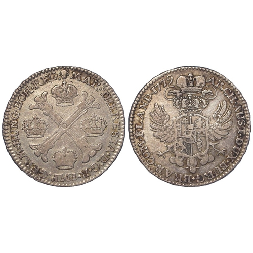 222 - Austrian Netherlands silver 1/2 Kronenthaler 1779, KM# 19, VF/GVF