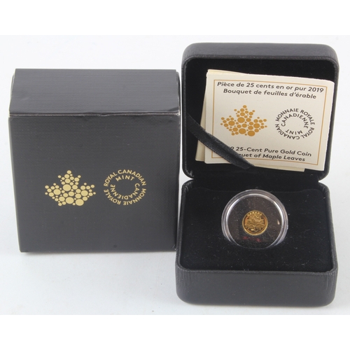 225 - Canada 25 Cents 2019 (0.5g gold) Proof FDC boxed as issued