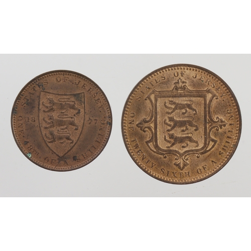 276 - Jersey, Victorian bronze (2): 1/26 Shilling 1871 EF with lustre (a touch of verdigris), along with 1... 