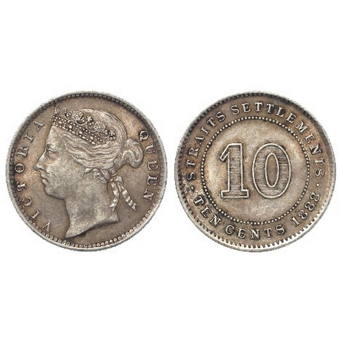 279 - Malaysia, Straits Settlements silver 10 Cents 1888 EF