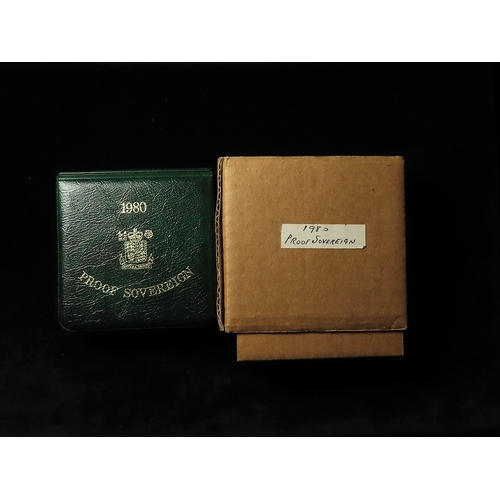 28 - Sovereign 1980 proof, nFDC (light handling) cased with cert and packaging.