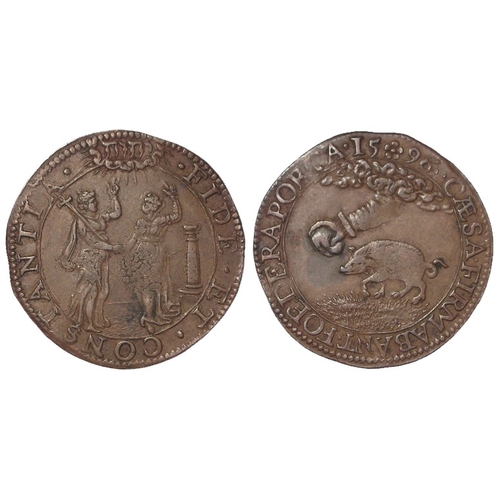 364 - Elizabeth I, Dutch copper jeton commemorating the renewed alliance between England and the Netherlan... 