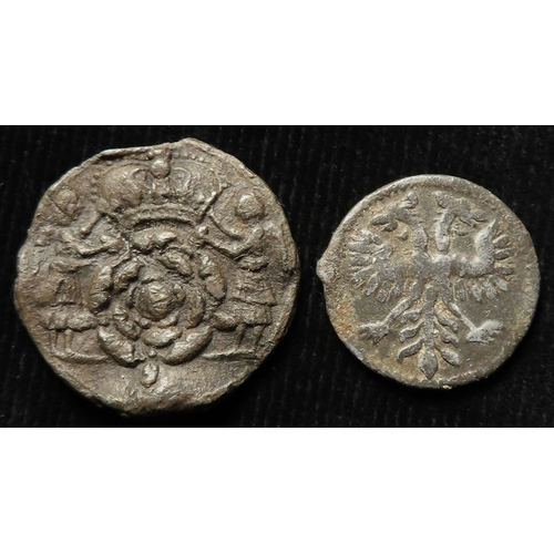 372 - Tudor, pewter badges/medalets (2): Henry VIII marriage to Elizabeth of York d.27mm uniface, missing ... 