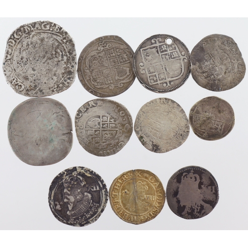 374 - Charles I (11) silver coins, Halfcrowns to Sixpences, either low grade, damaged or clipped/trimmed. ... 